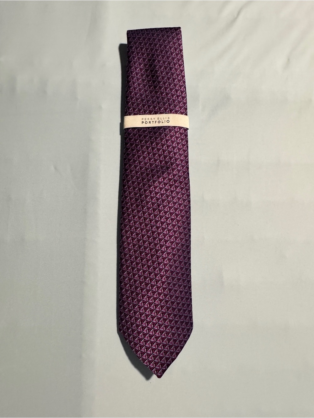 Perry Ellis Portfolio Jacquard Magenta Purple Geometric Tie NWT